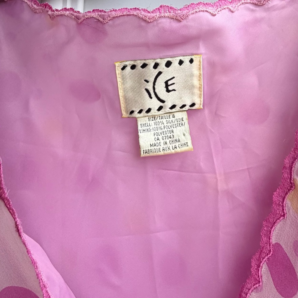 vintage pink polka dot silk slip dress y2k - Picture 6 of 12